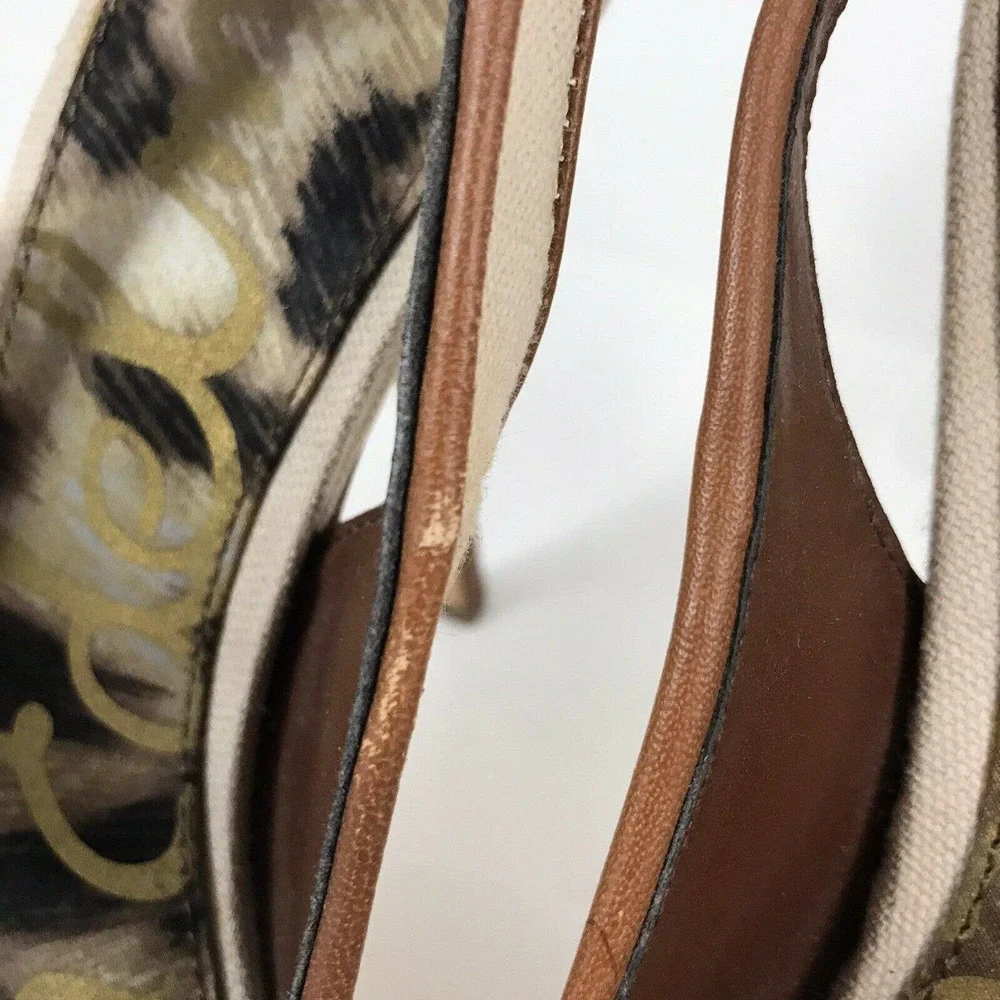 Sam Edelman Novato Slingback Heel Pumps Canvas Sand Jute Wrapped Women Size 6.5M